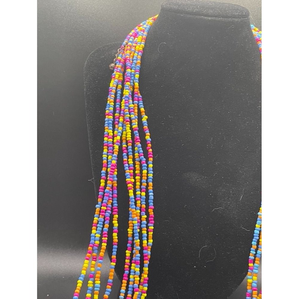 Seed Bead Multi Colored Multi Layered Statement N… - image 3